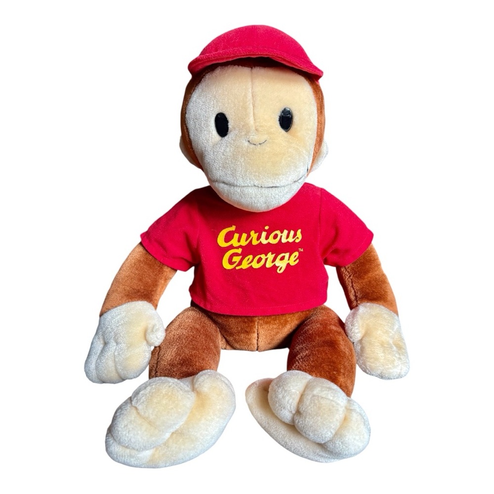 Vintage Curious George Monkey Plush Toy Adventures Red Cap and Shirt 24โ